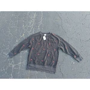 Victoria's Secret PINK Women's Sweater Small Sweatshirt Embroidered Roses Crew‎